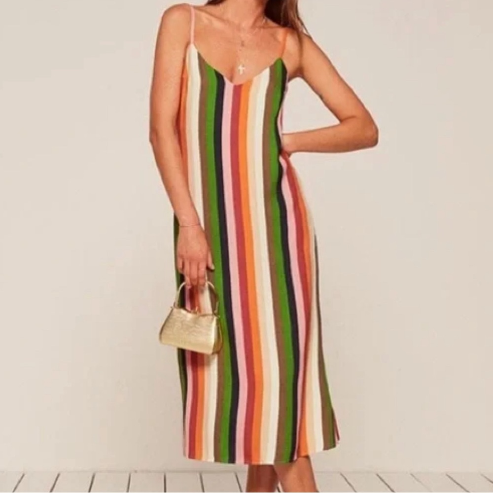 Reformation Colorful Striped Midi Dress